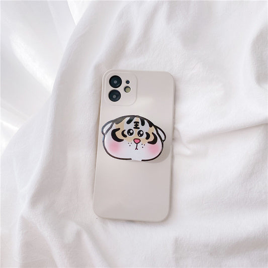 Tiger Stand White Liquid Silicone Phone Case